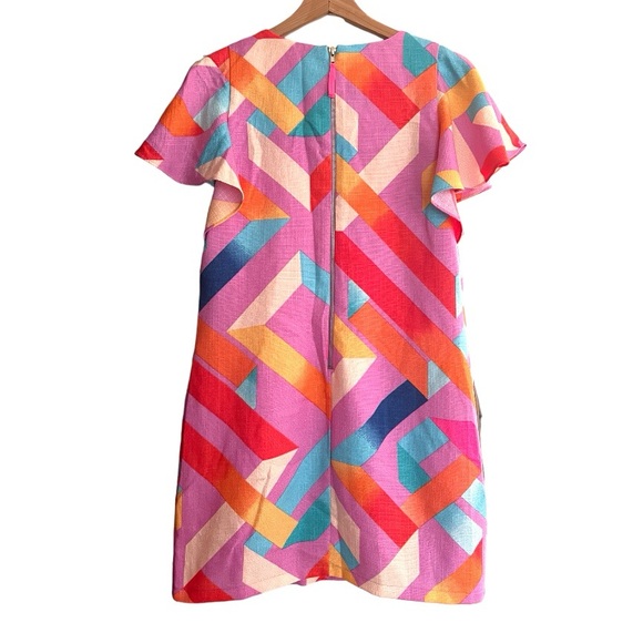 Gianni Bini Dillards Geometric Pink Orange Dress Purple Size Medium M - Picture 3 of 8